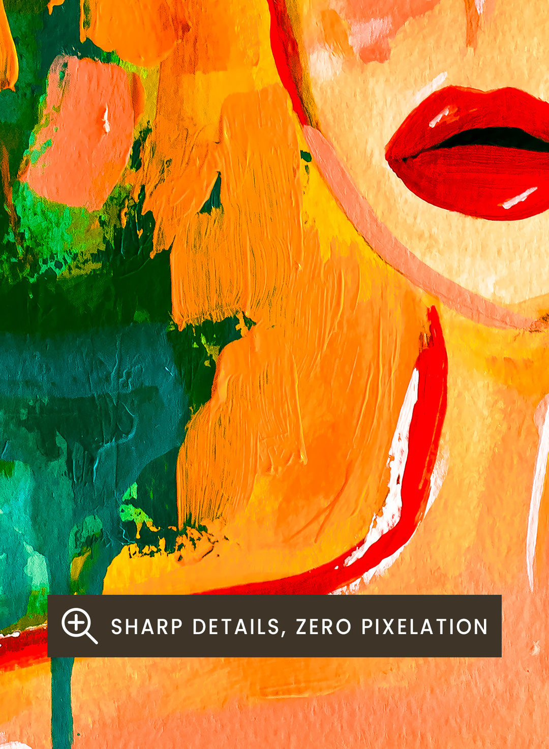 Abstract painting of a woman's face with bold colors and textures. Bold Abstract Woman by Amy Straley is a contemporary figurative art print featuring expressive portraiture, abstract brushwork, and vibrant modern color.