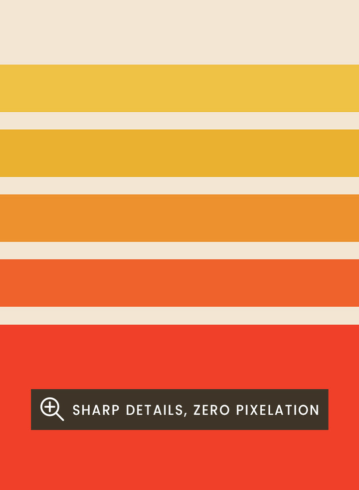 A minimalist Zion National Park poster with a cream background, dark blue text, a yellow sun, and horizontal stripes in cream, orange, and red. The bottom right reads &