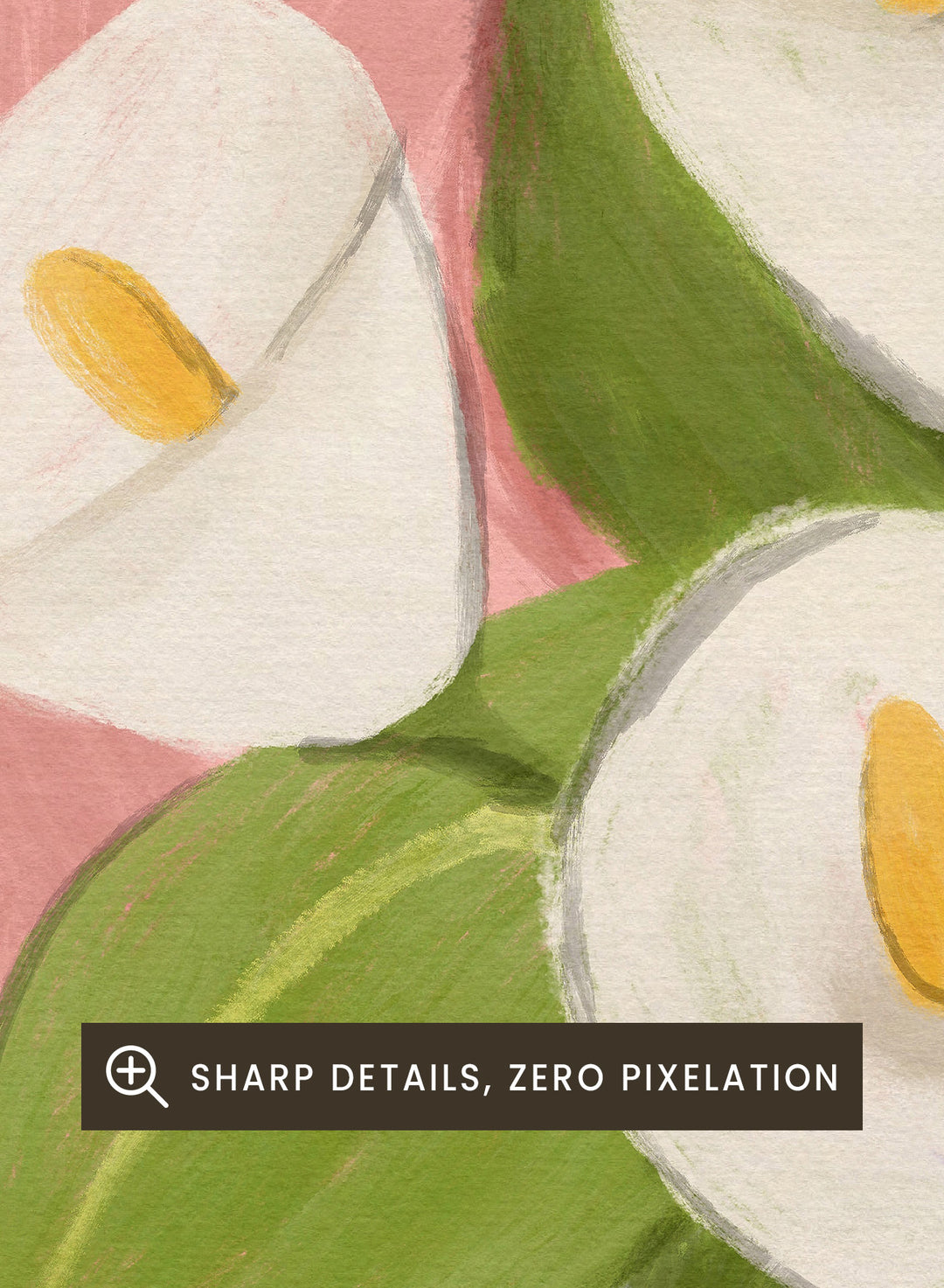 Black cat lying on a surface with white flowers in a blue vase against a pink background. Lilies In a Vase and a Black Cat by Dirkie Nell is a contemporary floral cat art print featuring hand painted lilies, soft pink tones, and playful still life illustration.