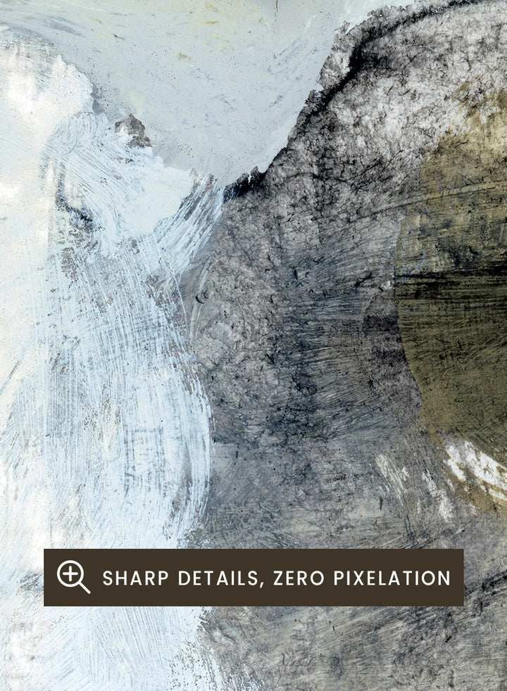 Shop Blue by Dan Hobday, a contemporary abstract art print in soft blue, white, and gray with layered texture and a clean, modern look.