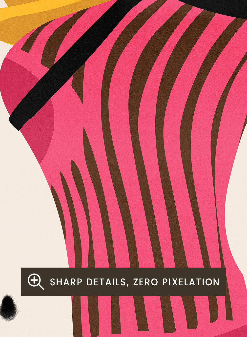 Illustration of a person wearing a pink top with floral accessories on a polka dot background. Floral Step Delight by Gauri Mokate is an officially licensed art print featuring a fashion-inspired illustration with florals, bold colors, and modern graphic style.