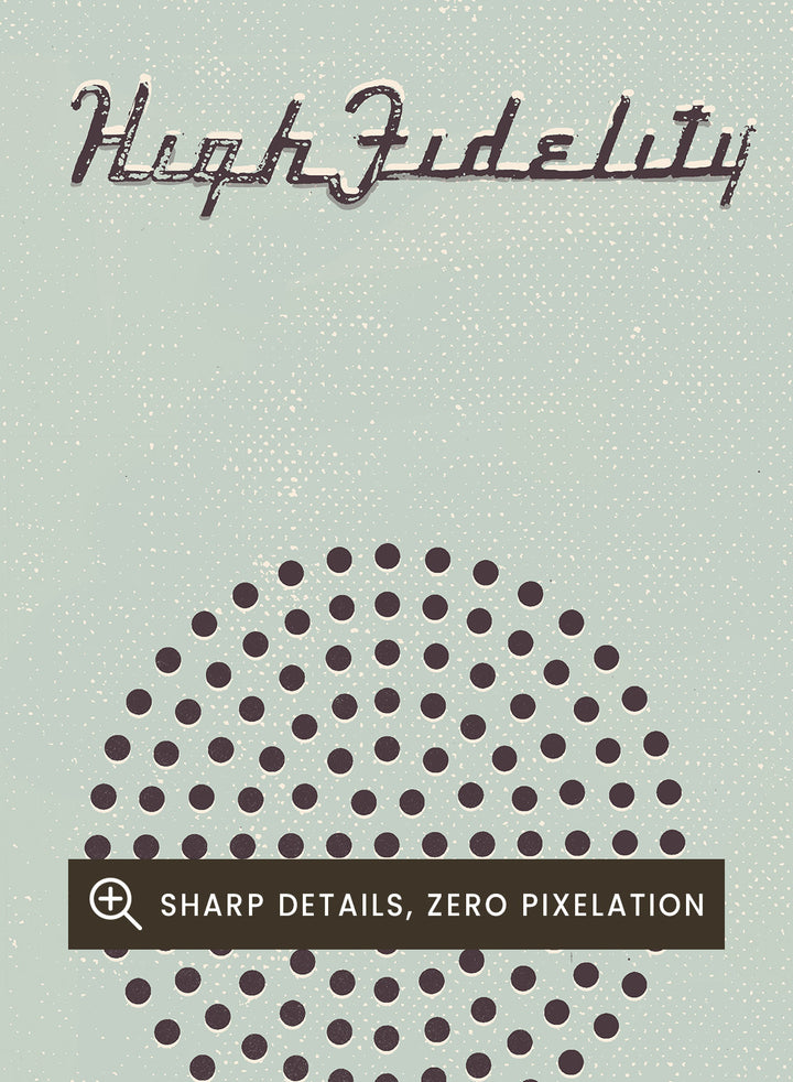 Vintage-style record player with vinyl record on a beige background. Retro Record Toaster by Florent Bodart is a playful vintage-inspired art print featuring a record player toaster, a modern retro wall poster with music theme.