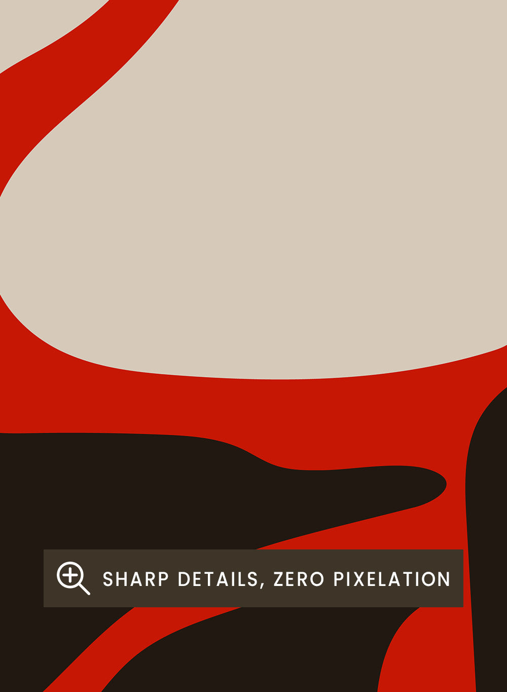 Abstract design with geometric shapes on a red background, featuring text at the bottom. English Gardens Red by Frances Collett features a bold illustrated flower with dark leaves on a red background. Officially licensed floral wall art print with optional framing.