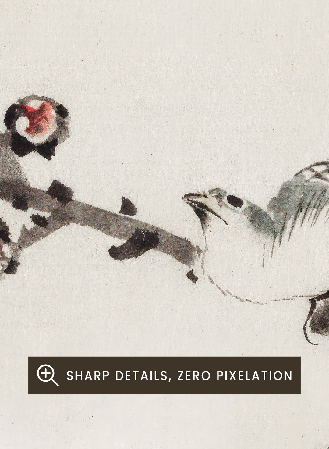 Katsushika Hokusai Three Birds Perched on Branches, One with Blossoms Art Print