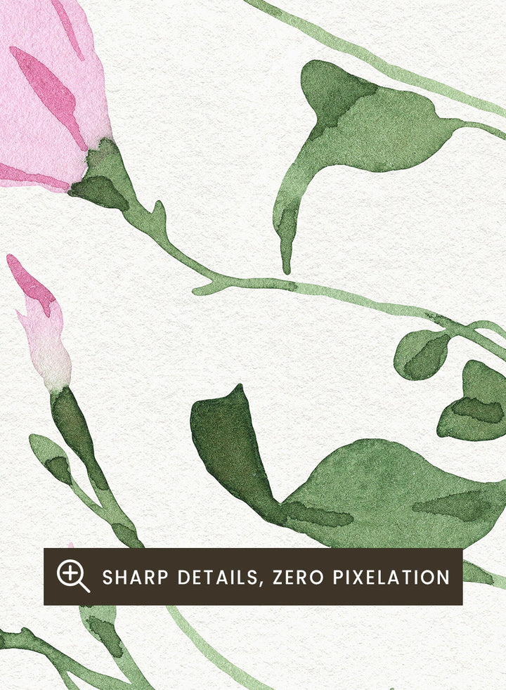 Shop Graceful Pink Stem by NKTN, a botanical wall art print poster featuring a delicate climbing vine, soft pink flowers, and minimalist watercolor style.