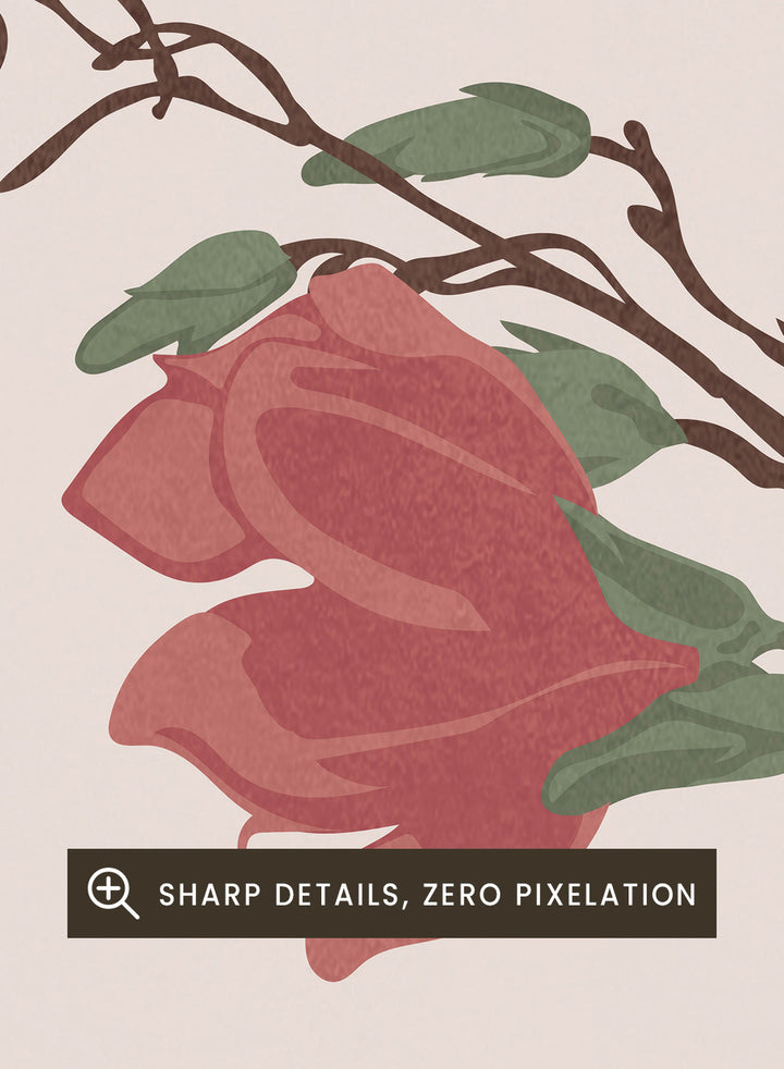 Vase with red flowers on a beige background. Vase by Flow Line is a modern still life art print featuring soft pink flowers in a ceramic vase. A warm, minimal wall poster from the It’s All Love collection.