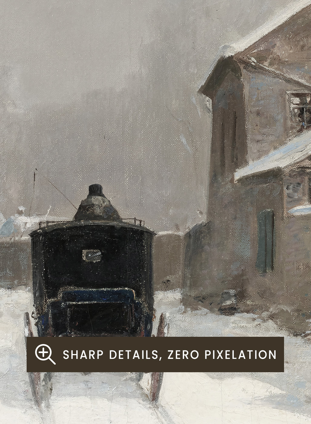 Featuring Luigi Loir's original vintage artwork "L'Avenue de Neuilly on a Winter Day", this vintage rustic Snow Village Town Winter Landscape wall art print poster showcases a classic rustic antique style that is perfect for any boho or modern farmhouse inspired space with muted or neutral colors. 