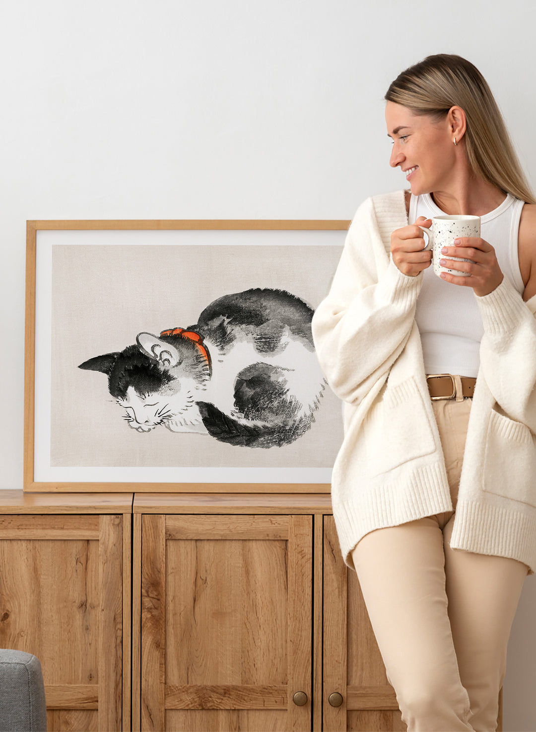 Kono Bairei "Sleeping Cat" Art Print