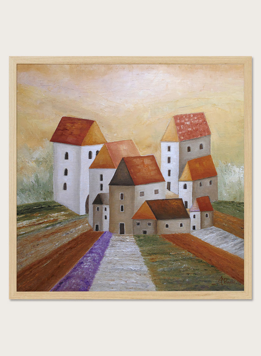 Angeles M. Pomata - Peaceful Lavender Village Art Print