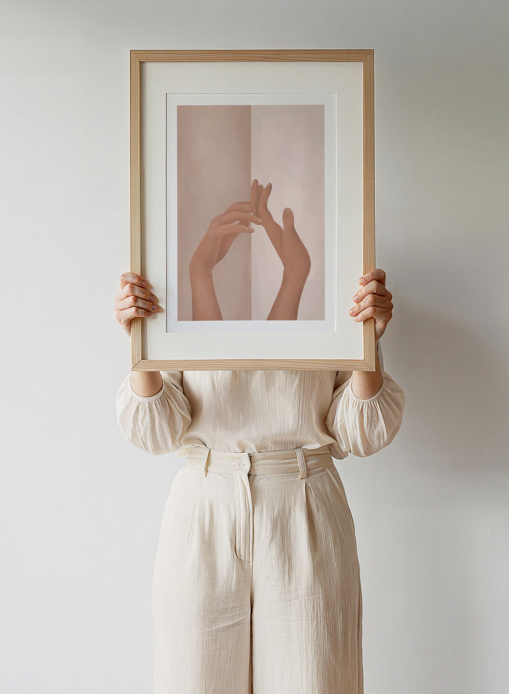 Elegance in Motion by City Art is a modern abstract figure art print featuring expressive hands and soft neutral tones. A contemporary wall poster from the It’s All Love collection.