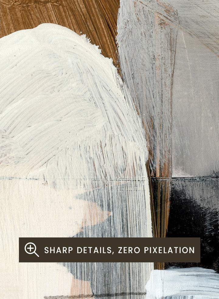 Shop Style Abstract by Dan Hobday, a contemporary abstract art print featuring layered geometric forms, warm neutral tones, black accents, and textured brushwork.