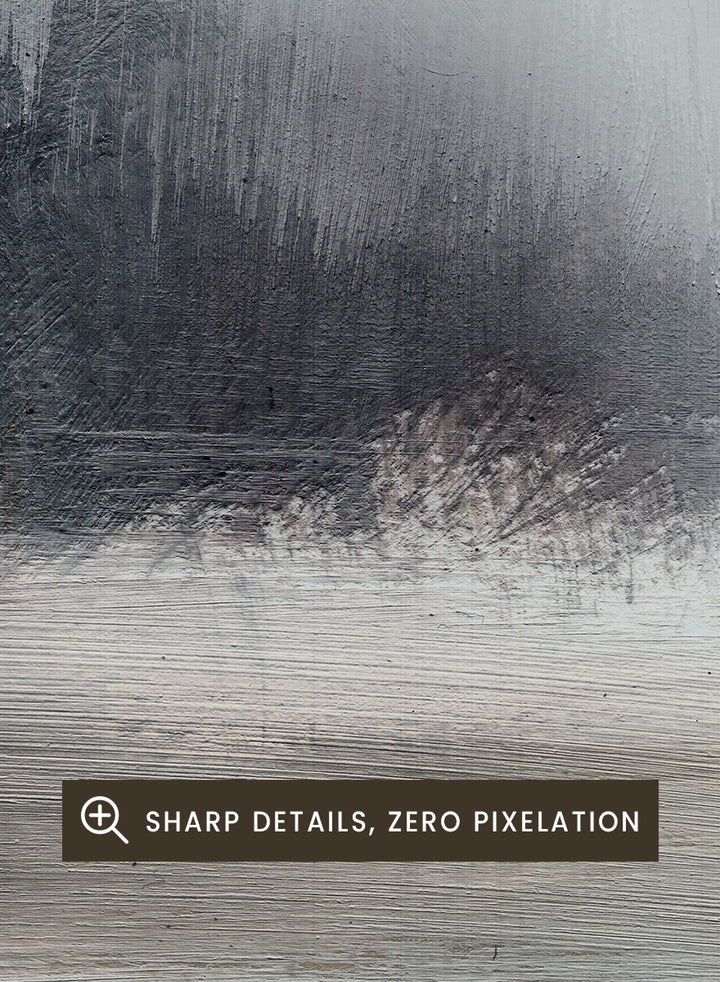 Shop Forest Lake by Dan Hobday, a misty landscape art print featuring dark forest trees, reflective water, soft gray-blue tones, and layered brush texture.