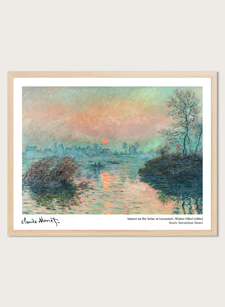 Claude Monet Sunset on the Seine at Lavacourt, Winter Effect Art Print