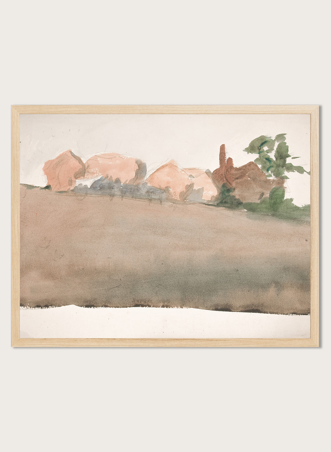 "Landscape with Houses in Distance" Art Print