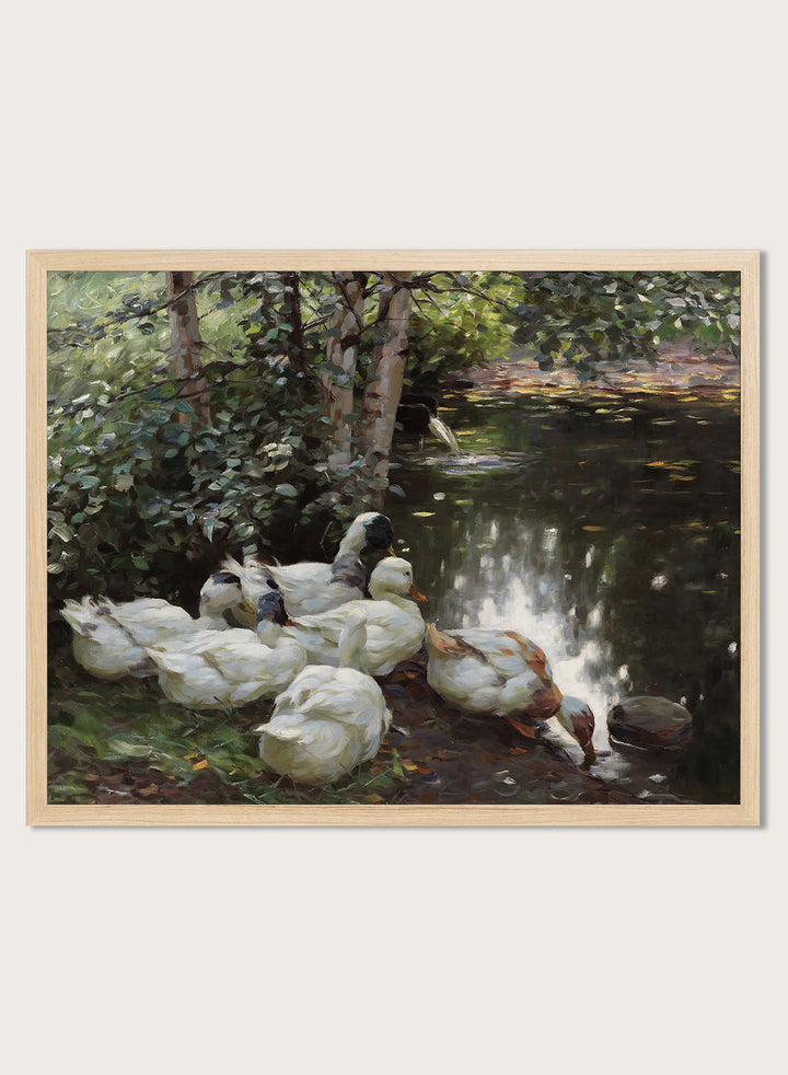 "Six Ducks by the Lake" Art Print