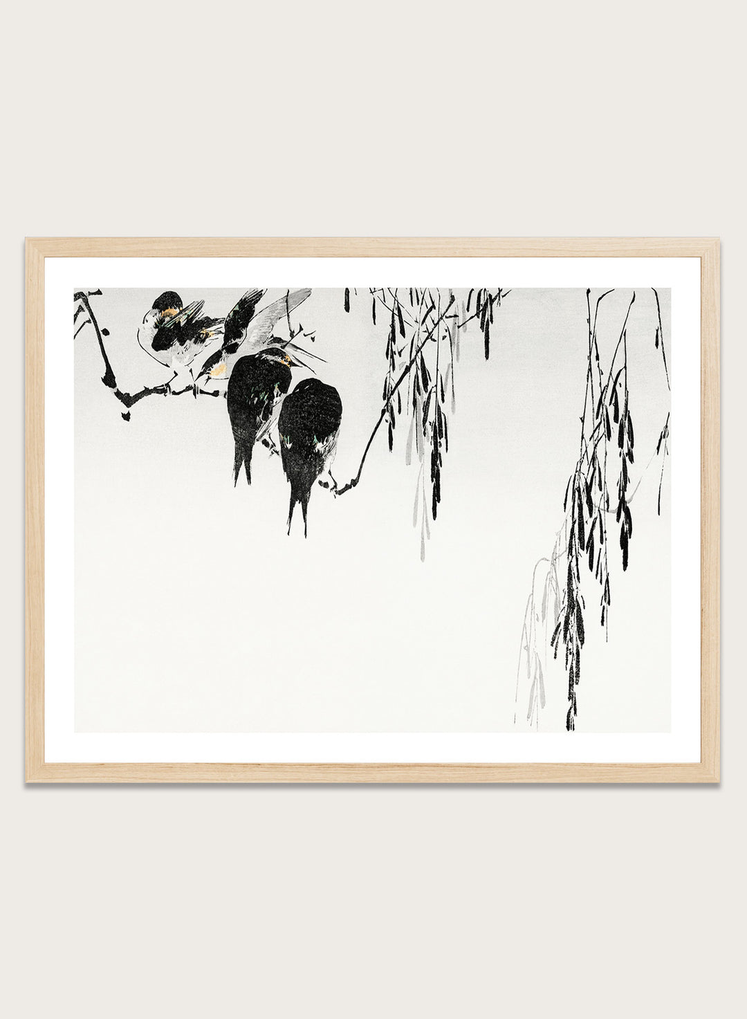 Watanabe Seitei "Perched Magpies" Art Print