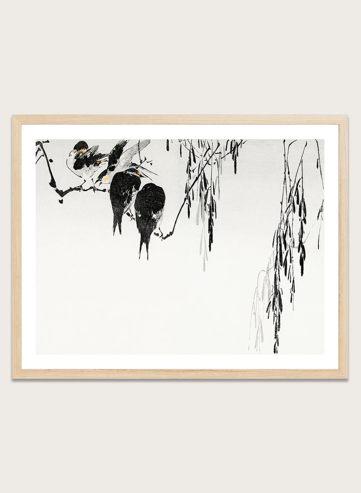 Watanabe Seitei "Perched Magpies" Art Print