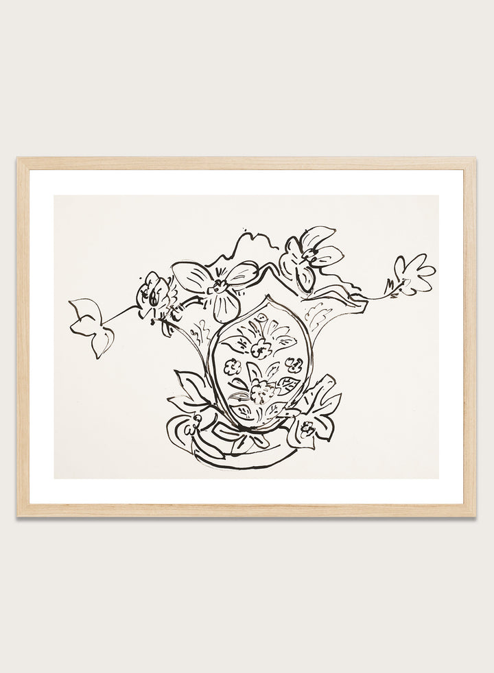 Vase Louis Philippe et anémones by Henri Matisse is a minimalist floral line drawing art print featuring expressive black ink linework and elegant French modernist design.