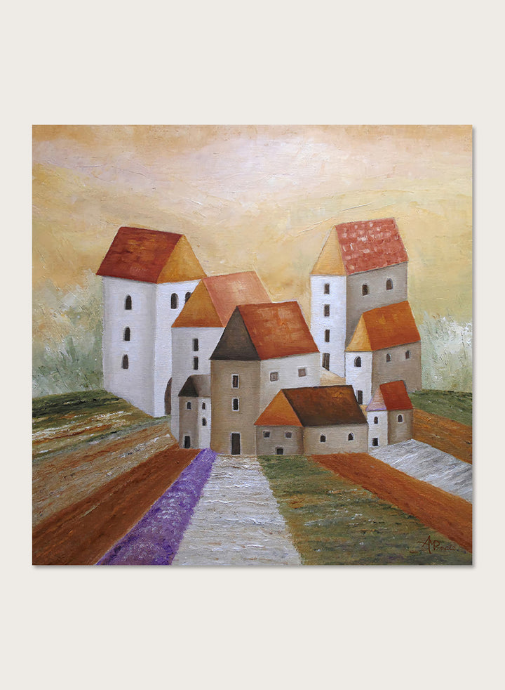Angeles M. Pomata - Peaceful Lavender Village Art Print