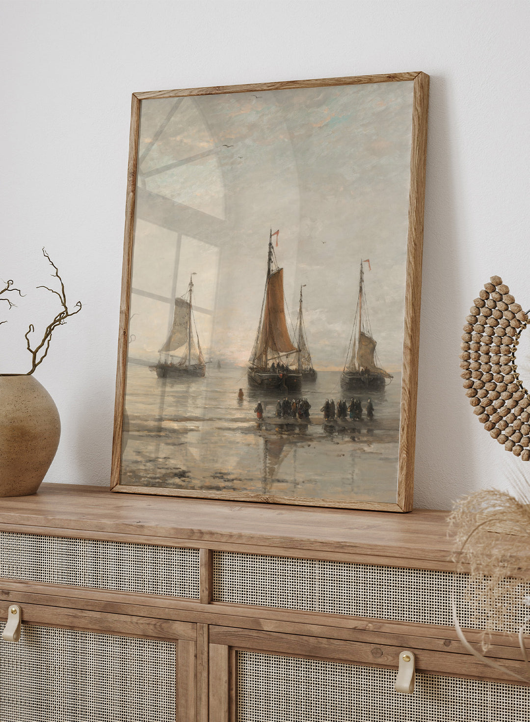 "Bluff-Bowed Scheveningen Boats at Anchor" Art Print
