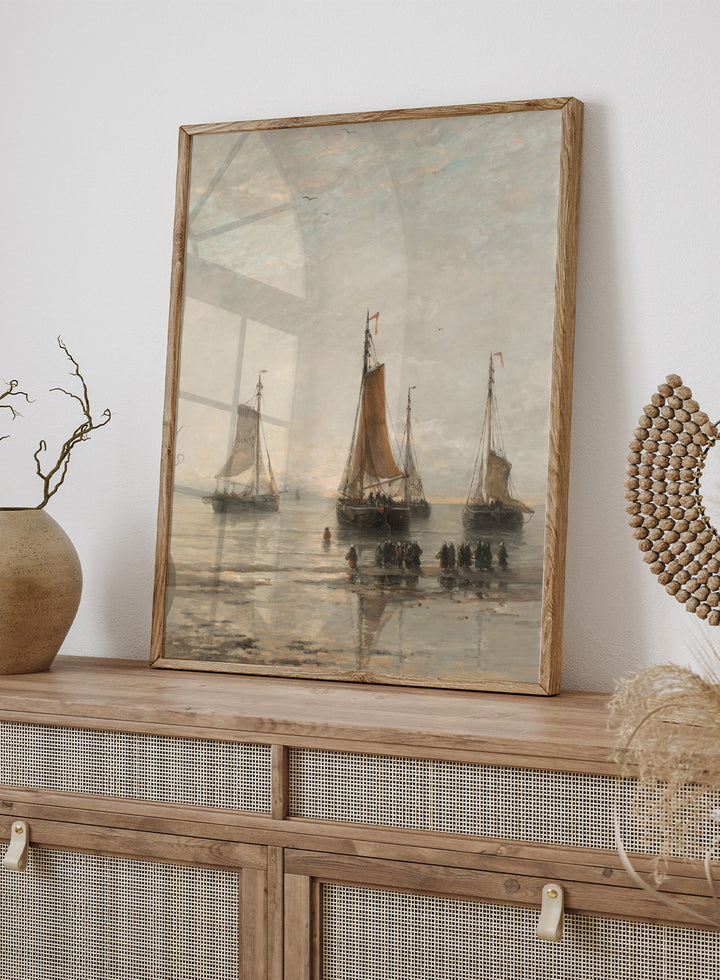 "Bluff-Bowed Scheveningen Boats at Anchor" Art Print