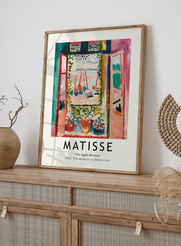 Featuring original Henri Matisse's Artwork Open Window, Collioure summer 1905 painting, this lithograph wall art print showcases classic vintage fauvism Matisse art. Featuring colorful art and text, this vintage exhibition poster by National Gallery of Art is perfect for any boho, eclectic, retro,or minimalist space.