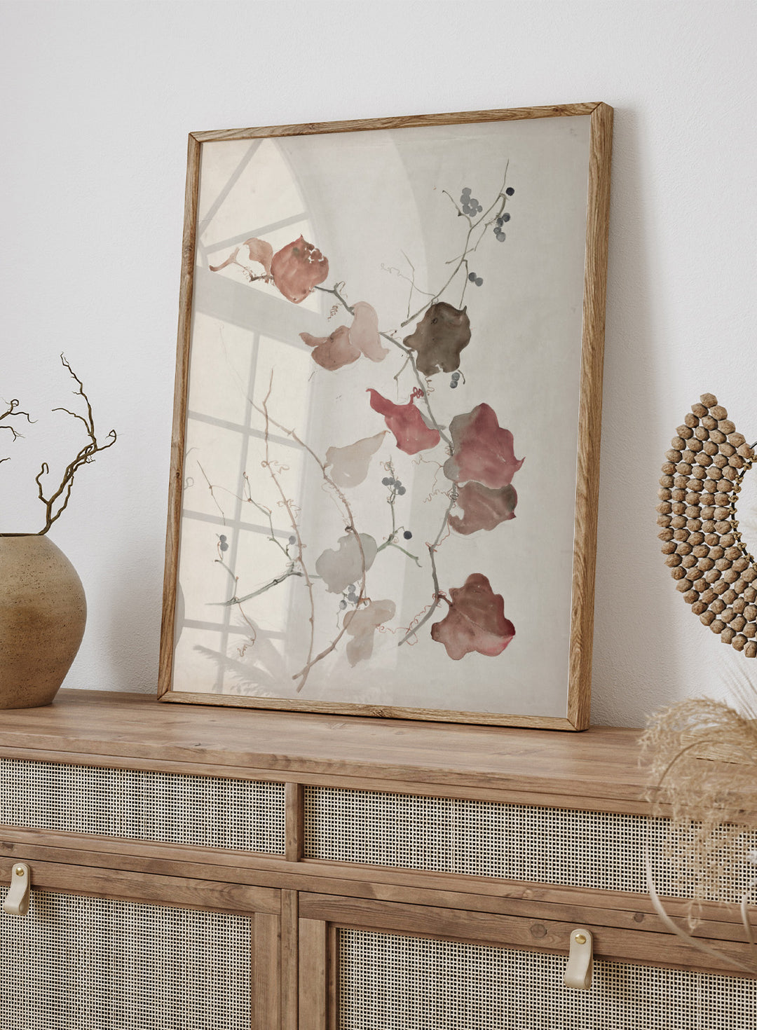 "Study of Clematis Vine with Blueberries" Art Print
