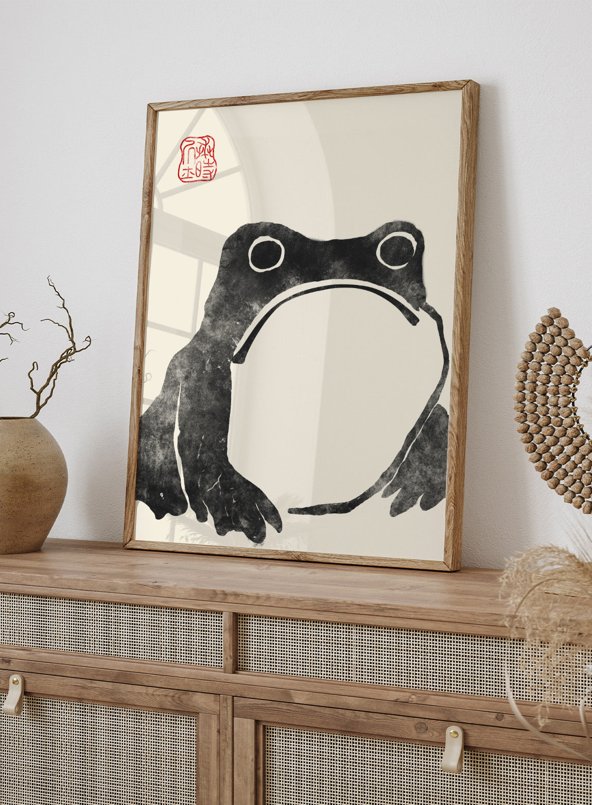 アートポスターNO.5(14478) Japanese Frog Matsumoto Hoji 松本奉時 Toad Woodblock Art Print