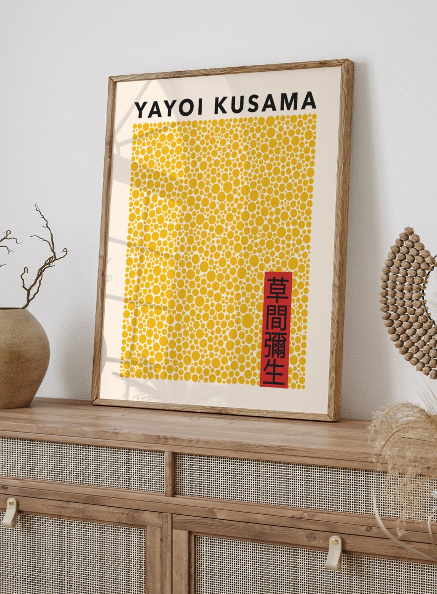 Yayoi Kusama 草間彌生 Yellow Polka Dots Exhibition Poster Japanese