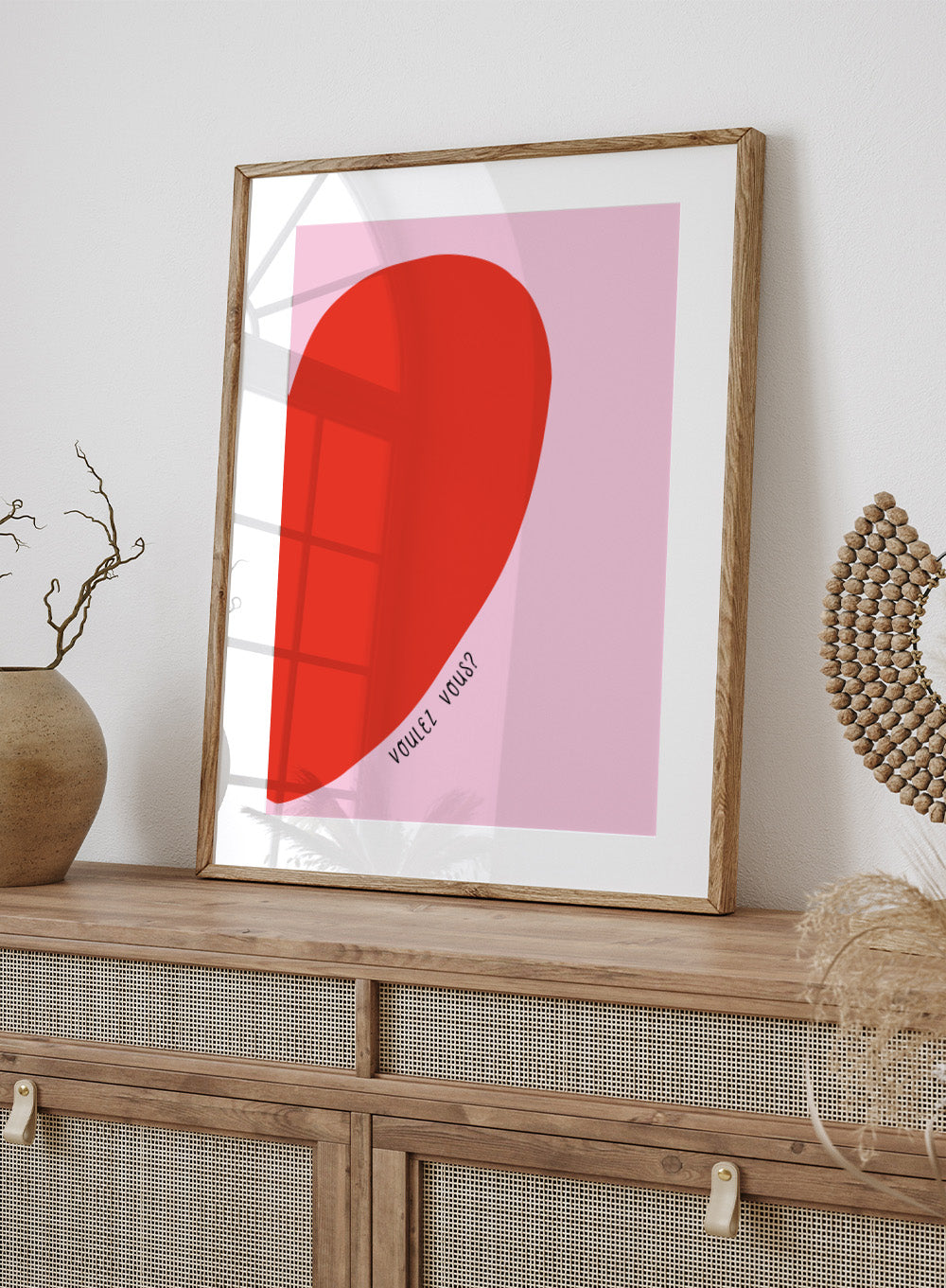 Voulez Vous by Ohkimiko is a playful half-heart art print in bold red and soft pink tones. A modern love-inspired poster from the It’s All Love collection.