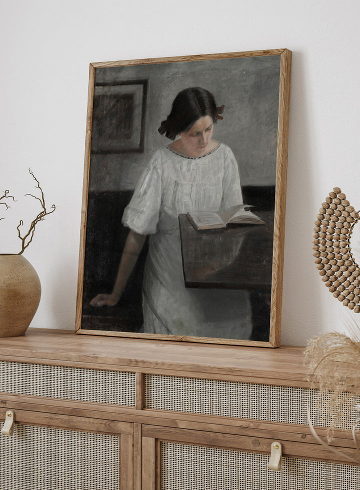 "The Artist's Wife in White Reading" Art Print