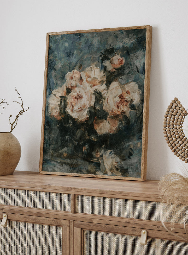 "Still life with Roses in a Glass Vase" Art Print