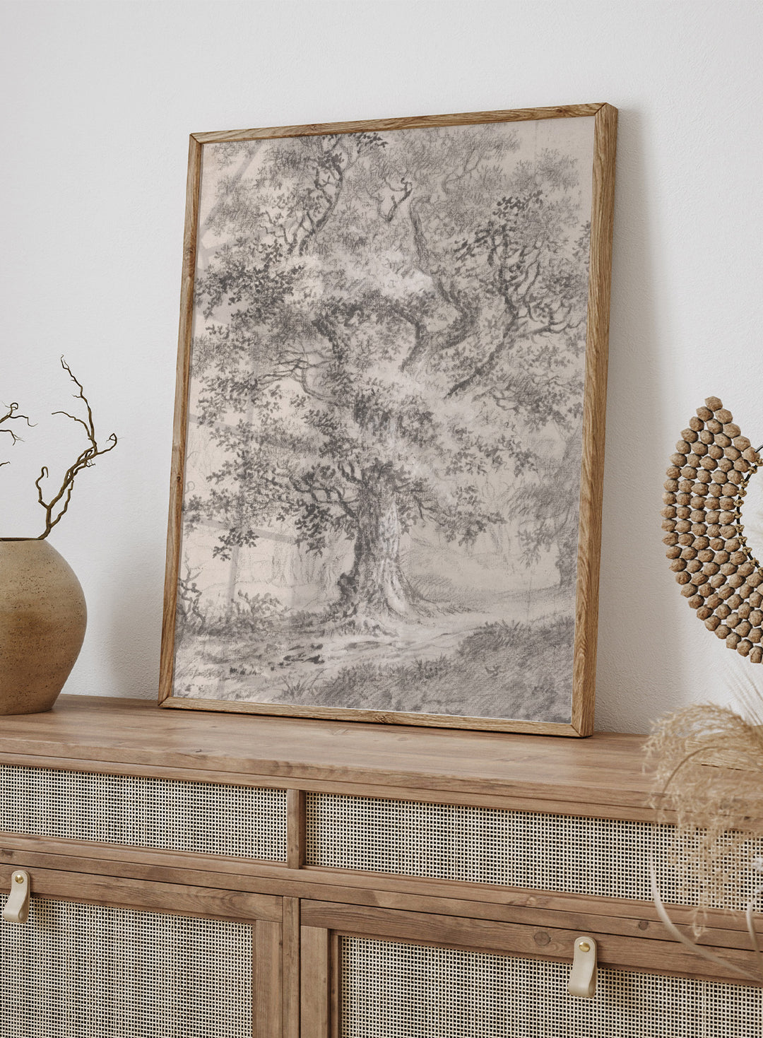 "A Leafy Oak by a Woodland Path" Art Print