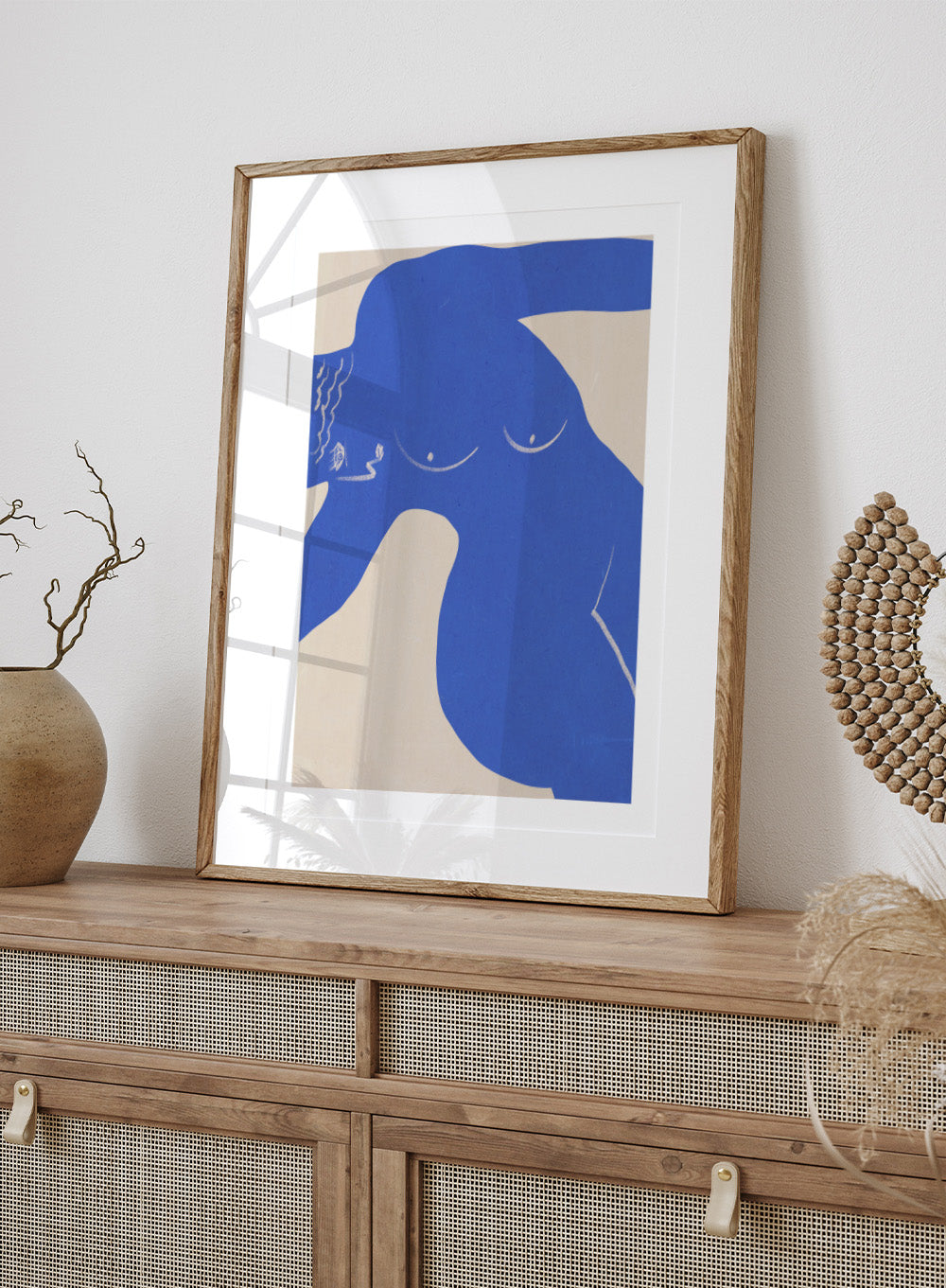 Bold Blue Silhouette art print by Little Dean. Contemporary abstract wall art featuring expressive blue shapes, minimalist portrait design, and modern illustration style.
