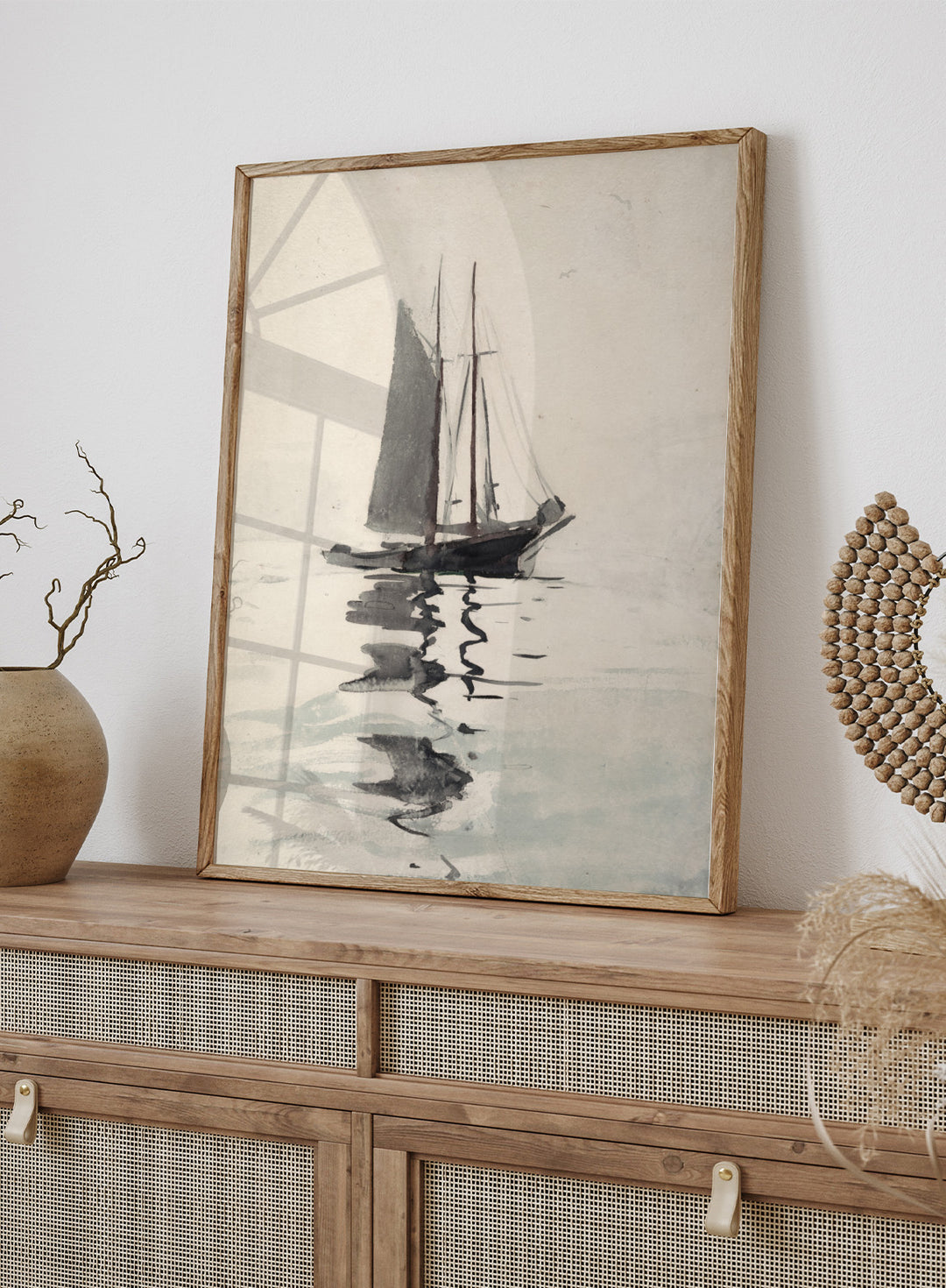"Two-masted Schooner with Dory" Art Print