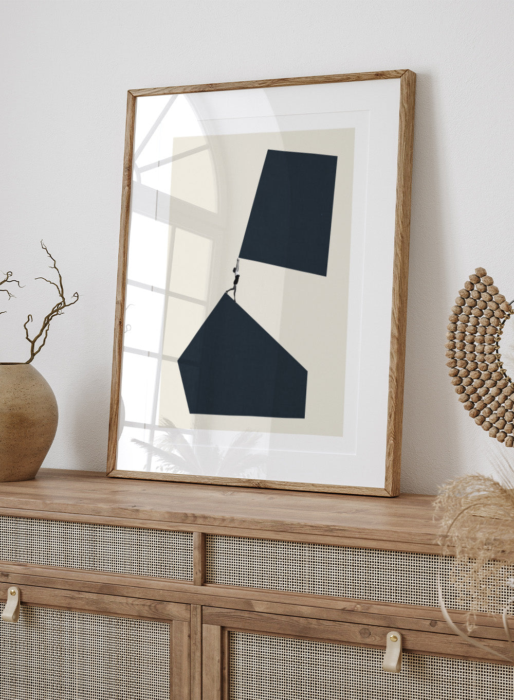 Reaching Higher by Maarten Léon art print featuring minimalist modern collage photography. Available as a fine art print or framed wall art with real wood frames.