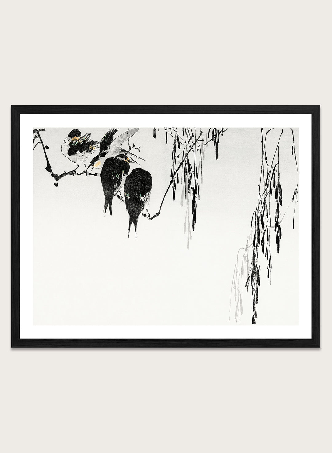 Watanabe Seitei "Perched Magpies" Art Print