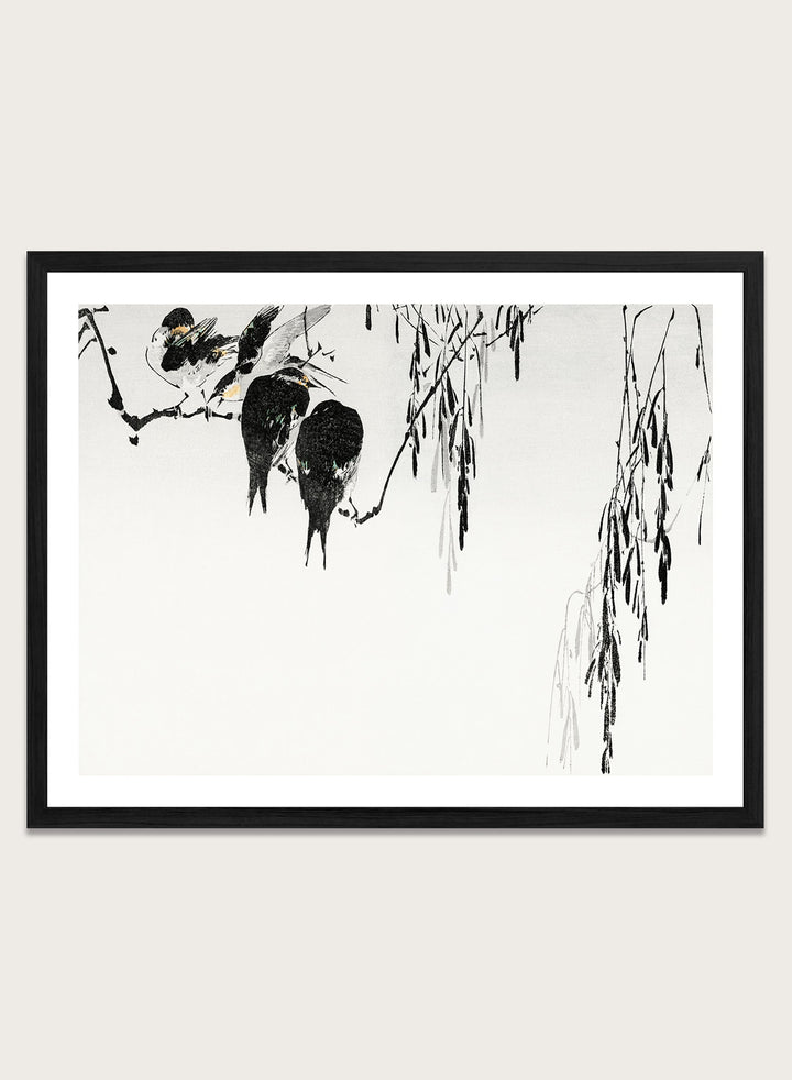 Watanabe Seitei "Perched Magpies" Art Print