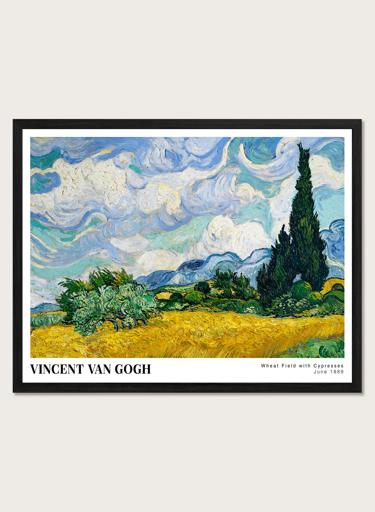Vincent Van Gogh Wheat Field with Cypresses 1889 Vintage