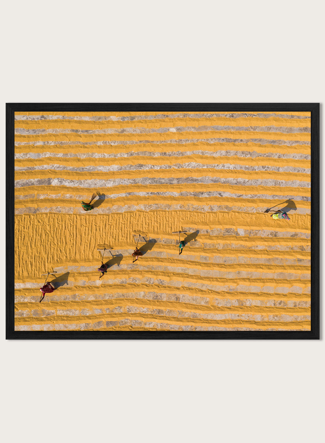 Rice Drying by Azim Khan Ronnie aerial photography print showing rice drying fields in Bangladesh, agricultural pattern wall art poster