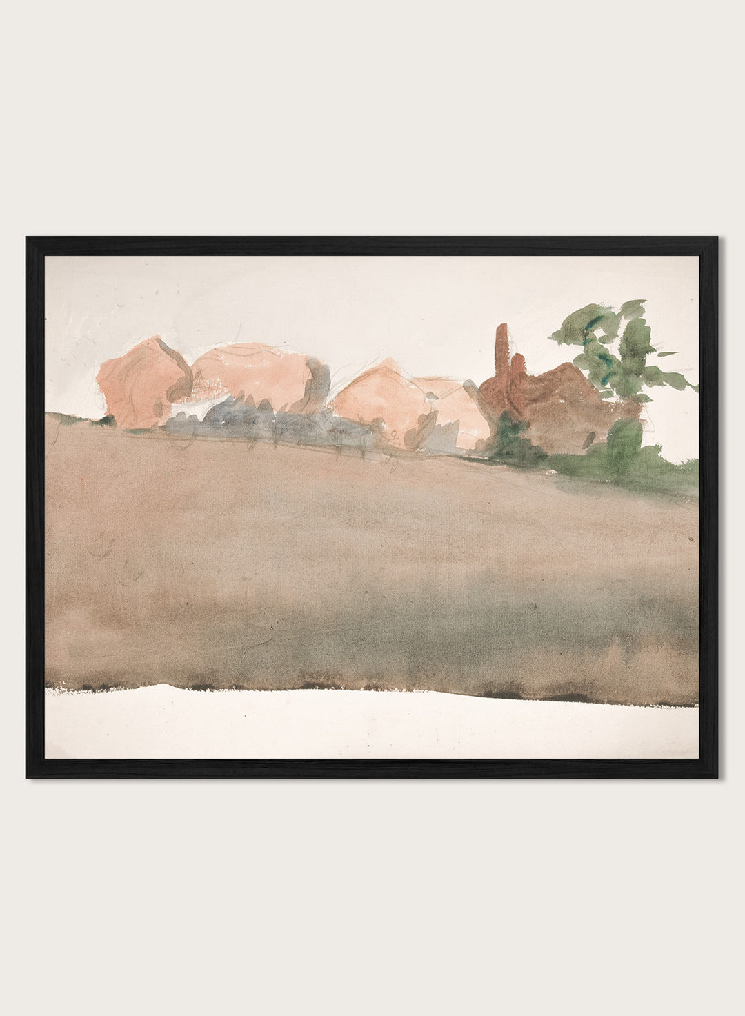 "Landscape with Houses in Distance" Art Print