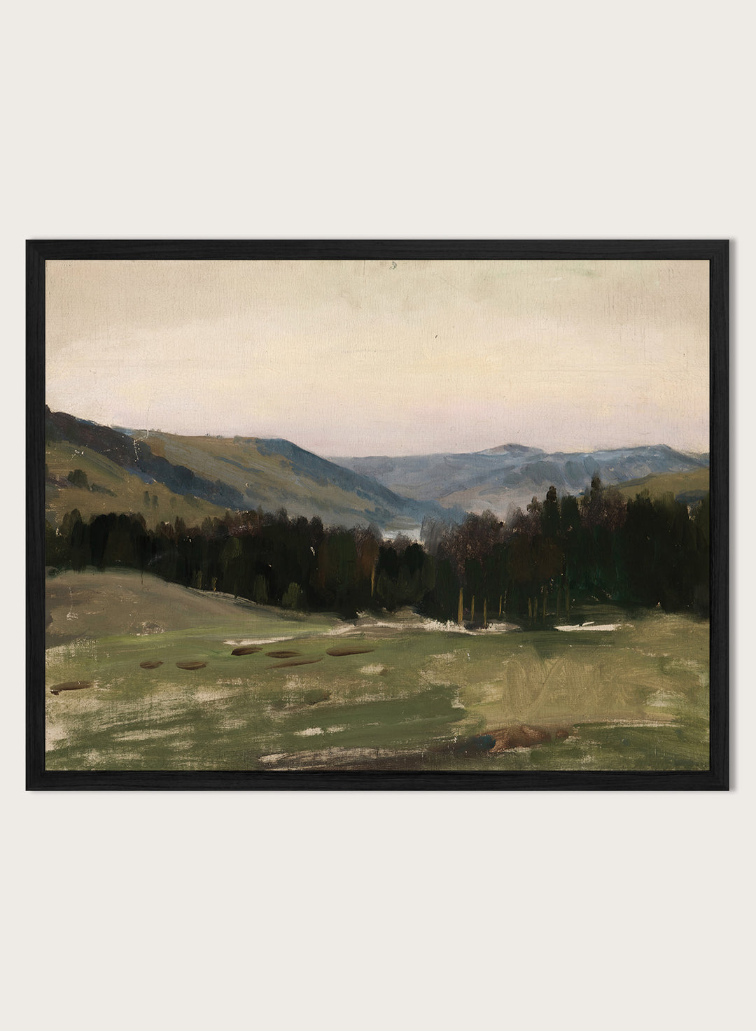Highland Landscape by Leon Wyczółkowski is a vintage mountain landscape print with layered blue peaks and green fields, a peaceful nature print.