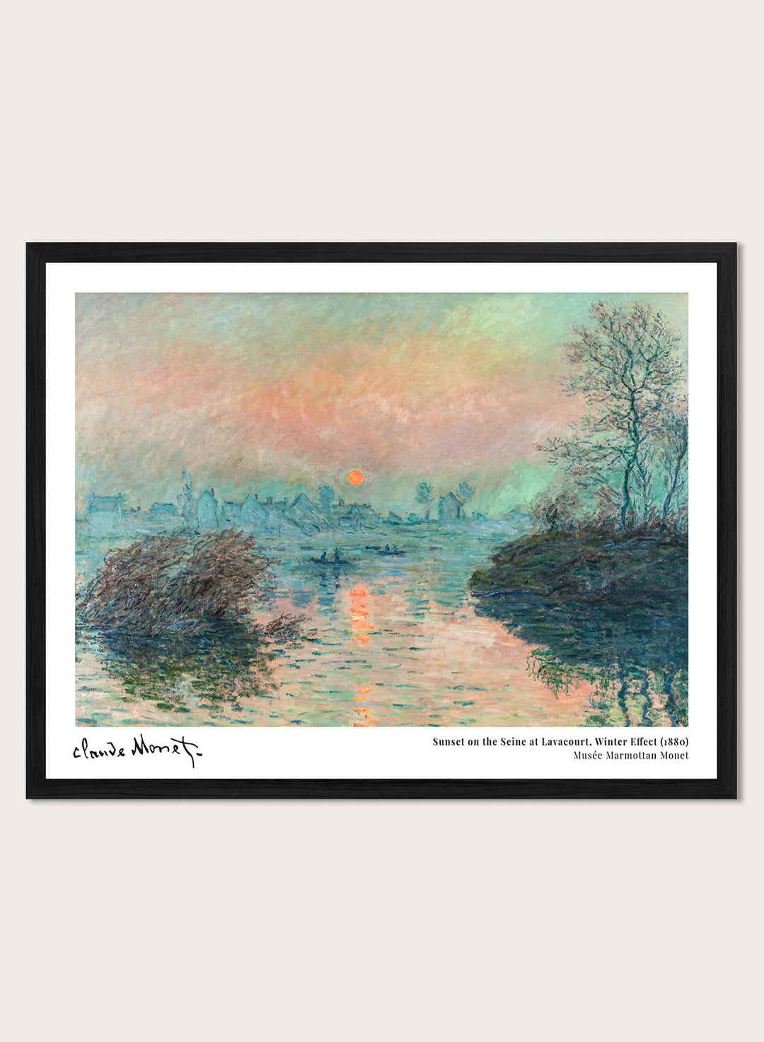 Claude Monet Sunset on the Seine at Lavacourt, Winter Effect Art Print