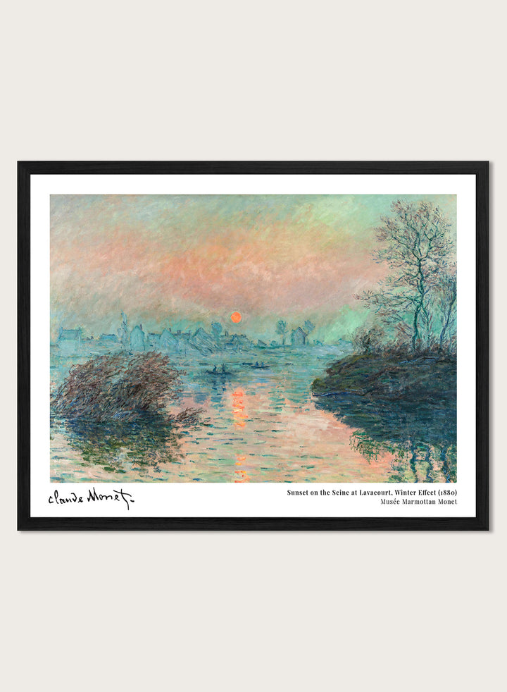 Claude Monet Sunset on the Seine at Lavacourt, Winter Effect Art Print