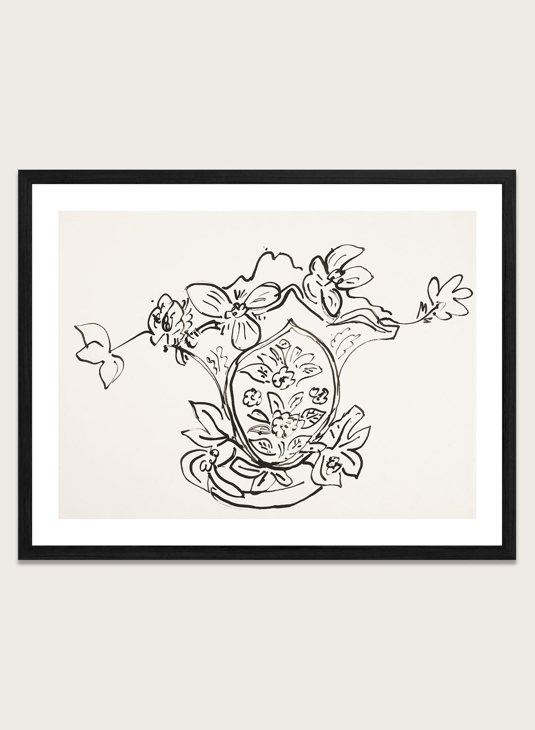 Vase Louis Philippe et anémones by Henri Matisse is a minimalist floral line drawing art print featuring expressive black ink linework and elegant French modernist design.