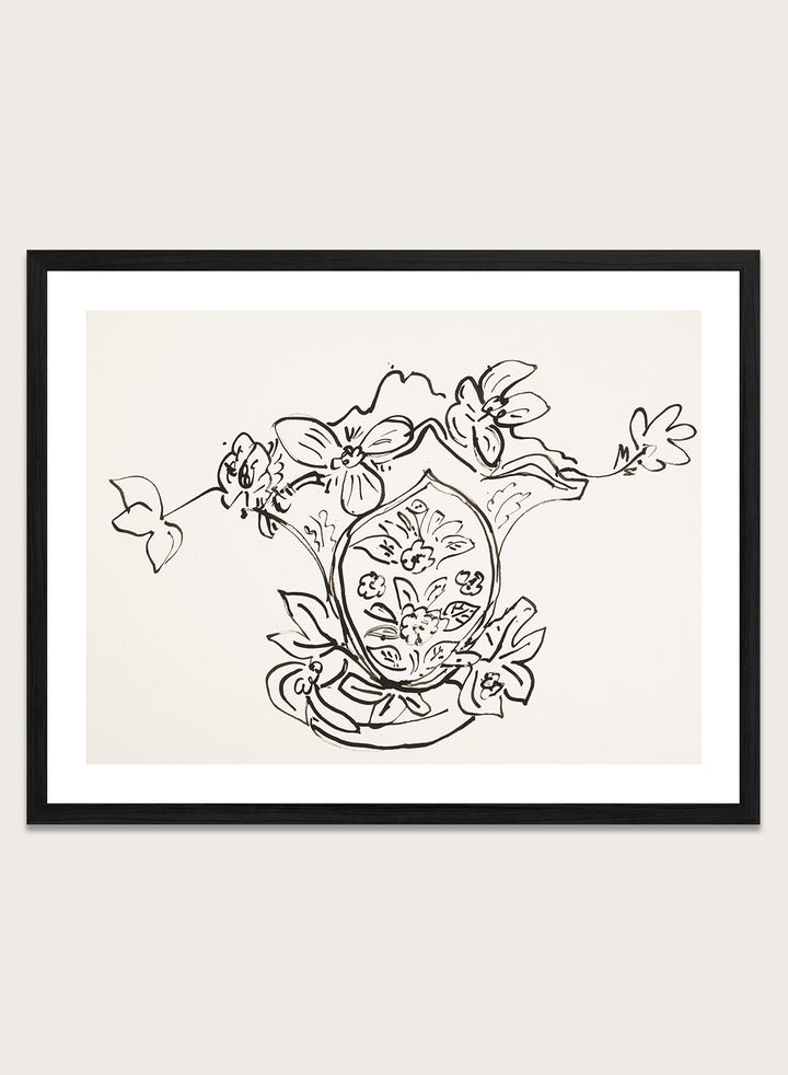 Vase Louis Philippe et anémones by Henri Matisse is a minimalist floral line drawing art print featuring expressive black ink linework and elegant French modernist design.