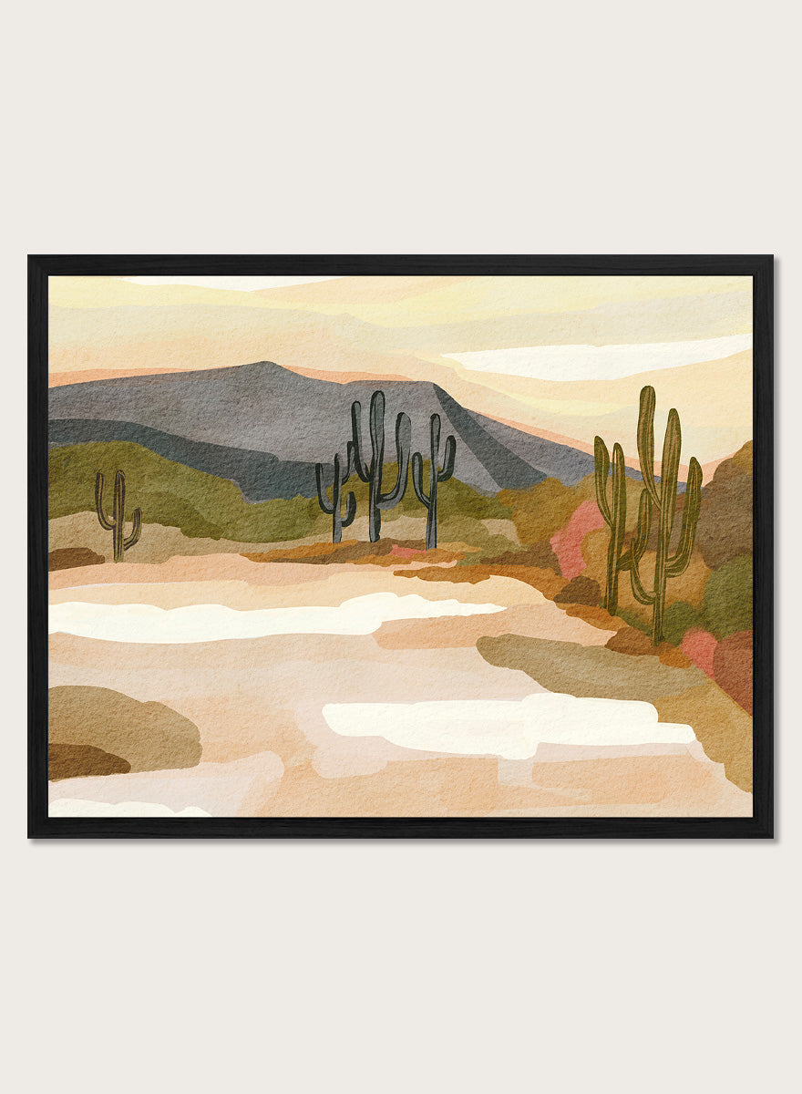 Shop Muted Mountain Landscape by Nikita Jariwala, a modern mountain wall art print poster with abstract hills, olive green, brown, cream, blush, and charcoal tones.