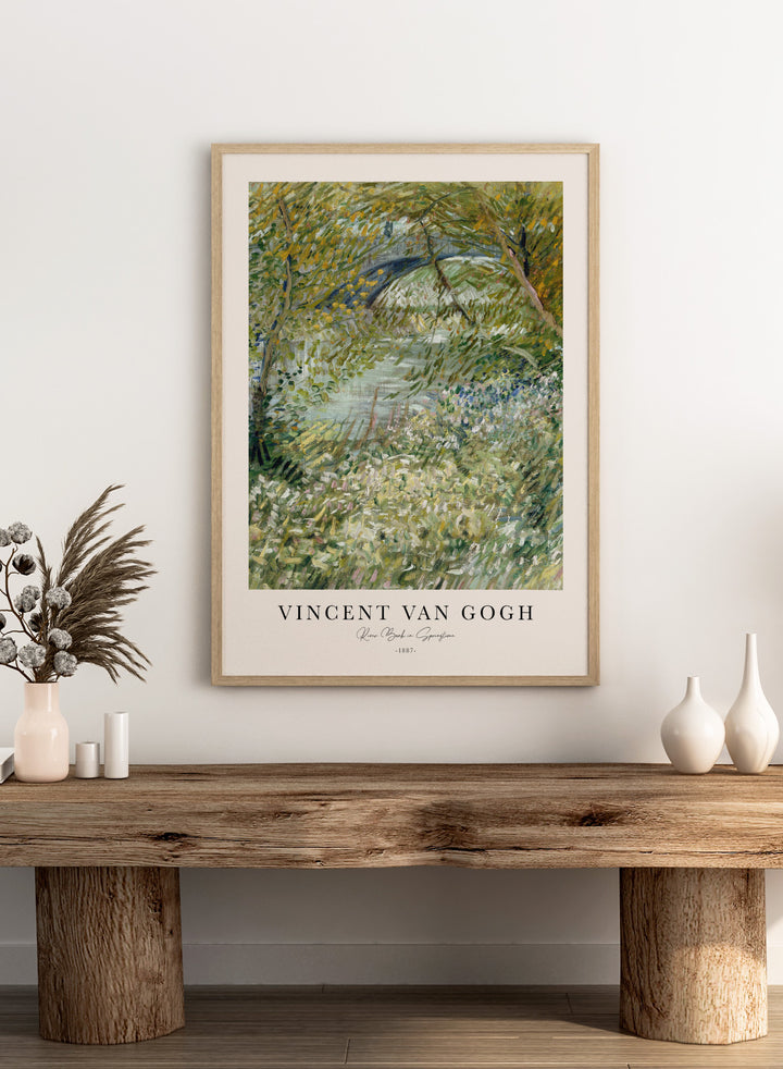 Van Gogh River Bank in Springtime Art Print