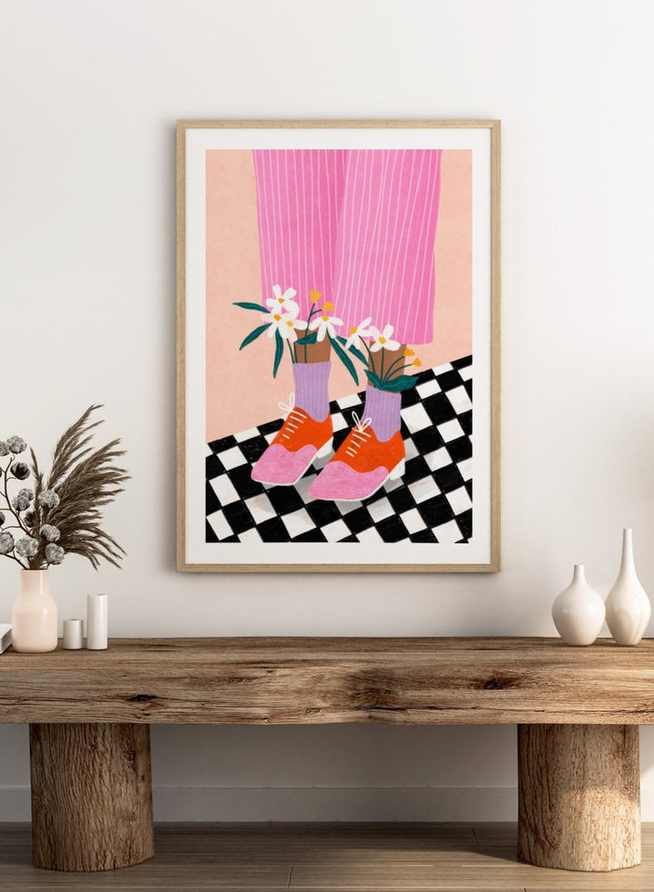 A stylized fashion illustration of a person&