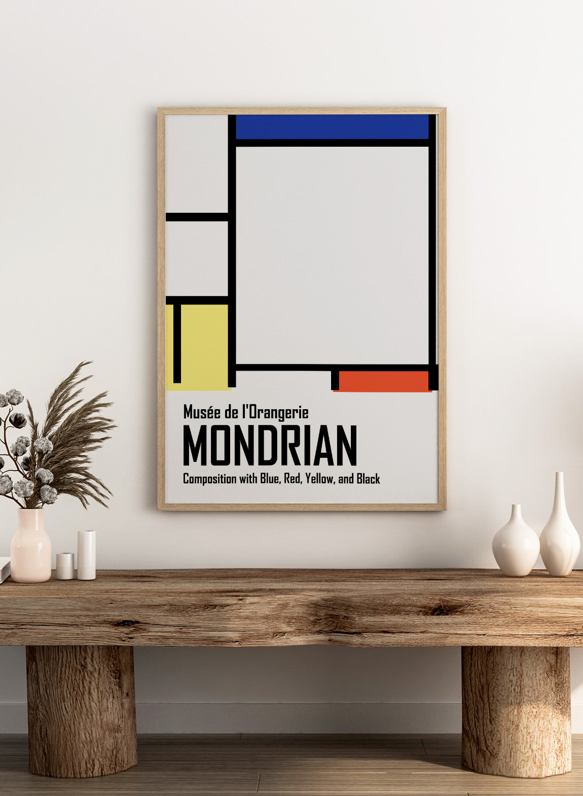 Piet Mondrian Composition with Blue, Red, Yellow, and Black Wall
